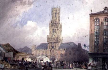 The Town Hall, Bruges from William Callow