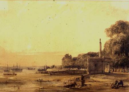 A View, Possibly on the Seine at Evening from William Callow