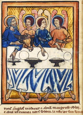 Abraham and the three angels, from a Book of Hours, c.1230-40 (vellum) from William de Brailes