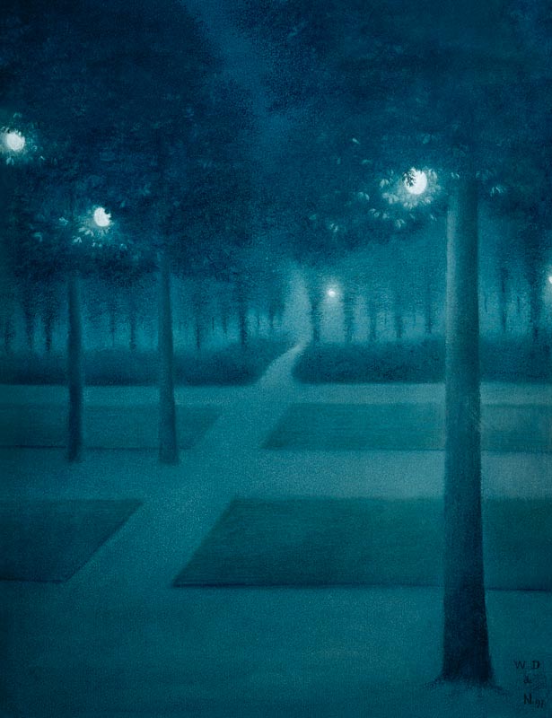 Nightly atmosphere in the Parc Royal in Brussels from William Degouve de Nuncques