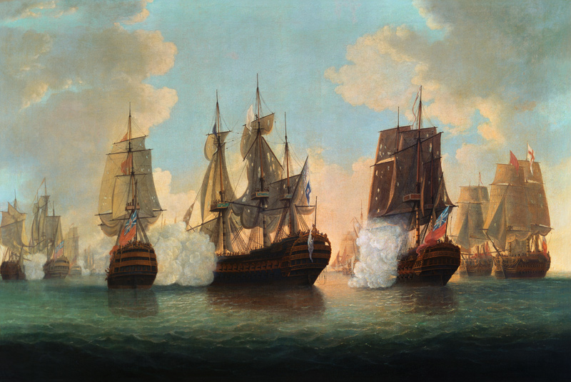 Naval Battle between English and French Ships from William Elliott