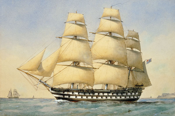HMS Bellerophon off the Coast from William Frederick Mitchell