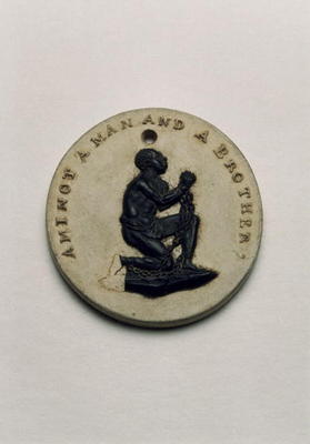 Wedgwood Slave Emancipation Society medallion, c.1787-90 (jasperware) from William Hackwood