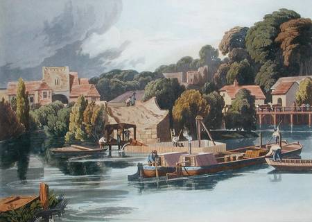 Wallingford Castle in 1810 During Bridge Repairs from William Havell