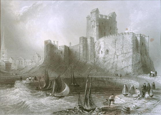 Carrickfergus Castle, County Antrim, Northern Ireland, from 'Scenery and Antiquities of Ireland' by from William Henry Bartlett