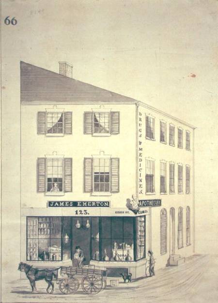 Apothecary shop of James Emerton in Salem from William Henry Emmerton