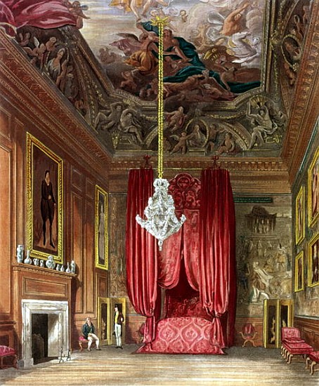 Queen Mary''s State Bed Chamber, Hampton Court from Pyne''s ''Royal Residences'' from William Henry Pyne