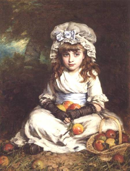 A Little Girl in a Mob Cap with a Basket of Apples from William Hippon Gadsby