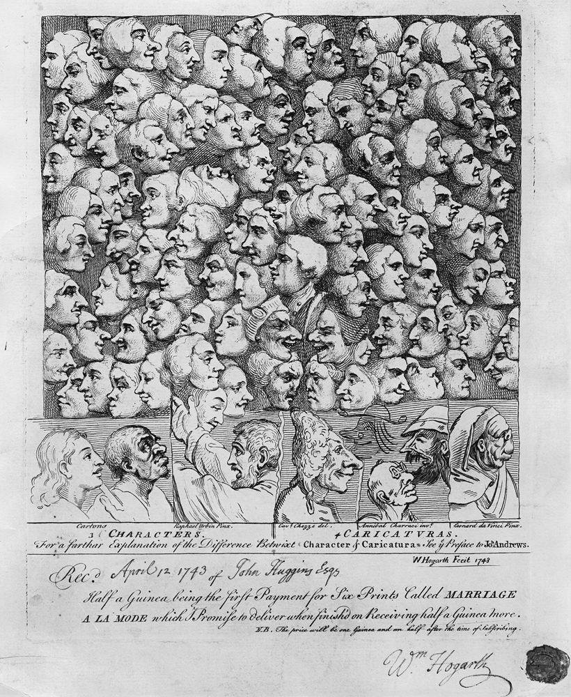 Characters and Caricatures, published in April 1743 from William Hogarth