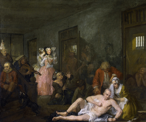 The lunatic asylum from William Hogarth