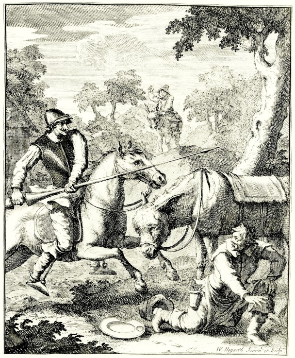 Illustration to the book "Don Quijote de la Mancha" by M. de Cervantes from William Hogarth