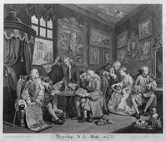 Marriage a la Mode, Plate I, The Marriage Settlement from William Hogarth