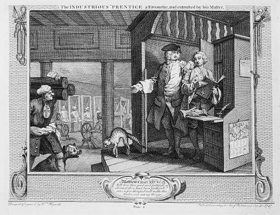 The Industrious ''Prentice a Favourite and Entrusted his Master, plate IV of ''Industry and Idleness from William Hogarth