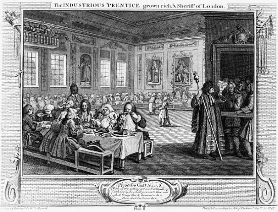 The Industrious ''Prentice Grown Rich, and Sheriff of London, plate VIII of ''Industry and Idleness' from William Hogarth