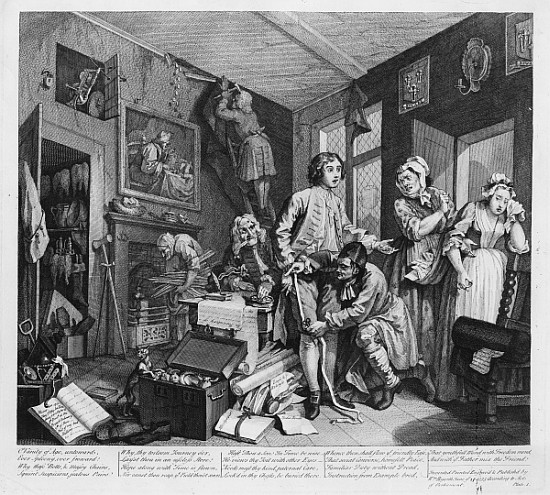 The Young Heir Takes Possession of the Miser''s Effects, plate I from ''A Rake''s Progress'' from William Hogarth