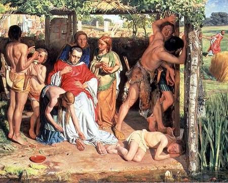 A Converted British Family Sheltering a Christian Priest from the Persecution of the Druids from William Holman Hunt