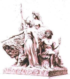 America, engraved by the artist from the marble group by John Bell (1811-95) at The Albert Memorial,