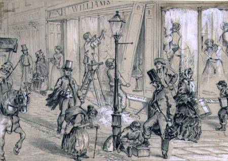 London Street Scene illustration to 'Twice Round the Clock' by George Augustus Sala (1828-96) from William McConnell