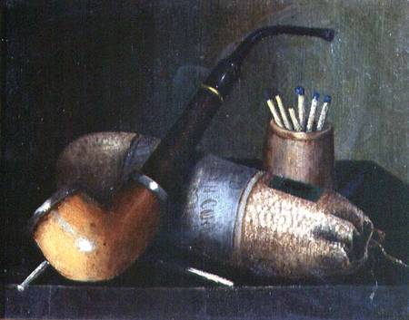 Still Life of Pipe Tobacco and Matches from William Michael Harnett