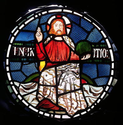 'In the Beginning', detail from the Creation Window, 1861 (stained glass) (detail of 120153) from William  Morris
