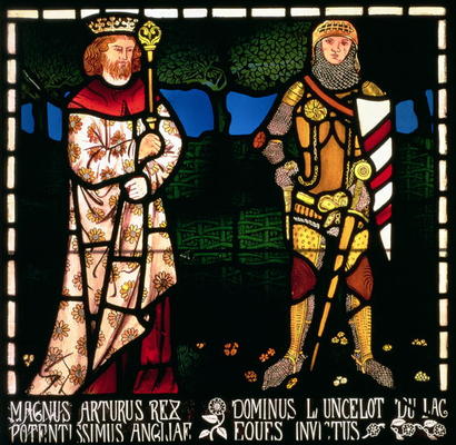 King Arthur and Sir Lancelot, 1862 (stained glass) from William  Morris