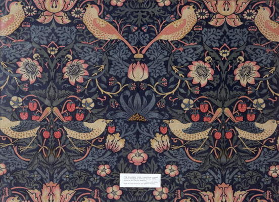 'The Strawberry Thief', hand-printed cotton wallpaper design, 1883 (cotton) from William  Morris