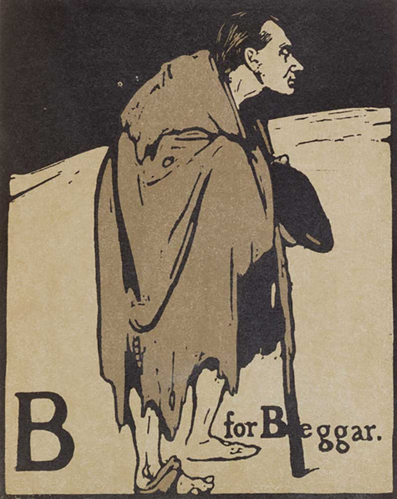 B for Beggar, illustration from An Alphabet, published by William Heinemann, 1898 from William Nicholson
