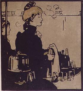 Barmaid, illustration from London Types, published by William Heinemann, 1898