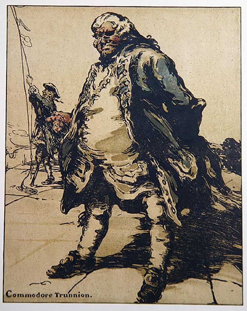 Commodore Hawser Trunnion, illustration for Characters of Romance, published by William Heinemann, 1 from William Nicholson