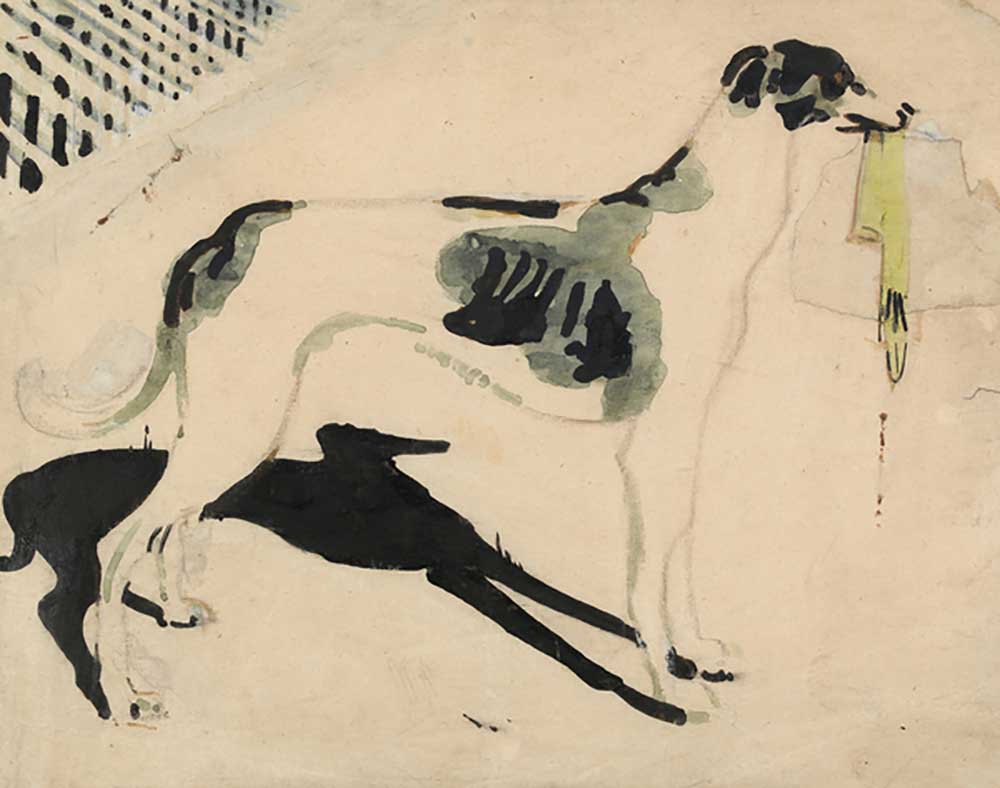 The grey hound with the glove from William Nicholson