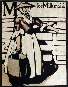 M for Milkmaid, illustration from An Alphabet, published by William Heinemann, 1898