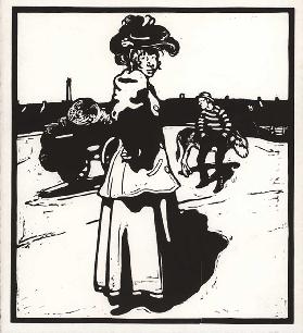 M is for Milkmaid (wood engraving)