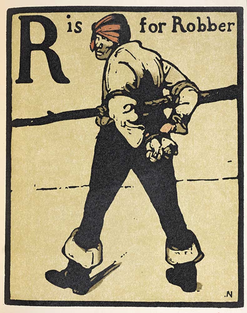 R is for Robber, illustration from An Alphabet, published by William Heinemann, 1898 from William Nicholson