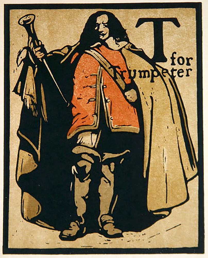 T for Trumpeter, from An Alphabet, first published by William Heinemann, 1898 from William Nicholson