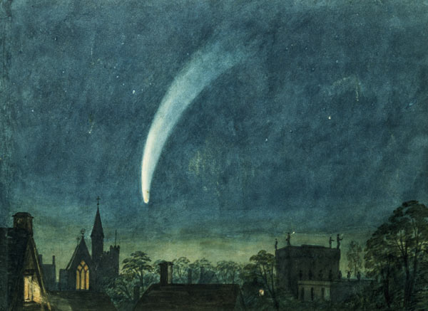 Donati's Comet over Balliol College (w/c with scratching out on paper) from William of Oxford