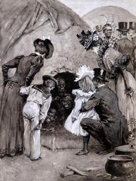 'A Peek at the Natives', Savage South Africa at Earl's Court, 1899 (pen and washes on paper)