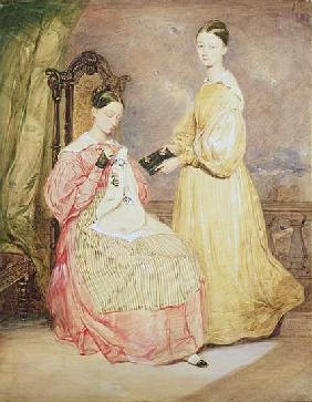 Portrait of Florence Nightingale (1820-1910) and her sister, Frances Partenope (d.1890) Lady Verney