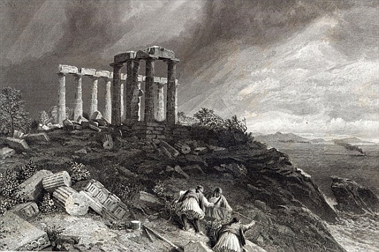 Temple of Minerva Sunium; engraved by J. SaddlerS from William 'Crimea' impson