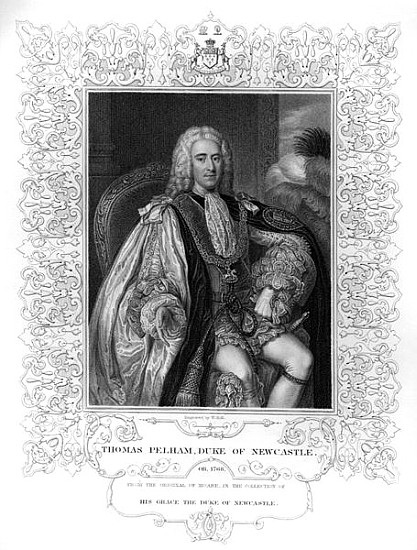 Portrait of Thomas Pelham-Holles, 1st Duke of Newcastle from William the Younger Holl