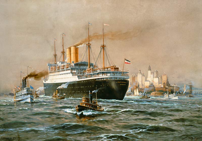 Der Hapag-Dampfer "Deutschland" bei der Ankunft in New York from Willy Stöwer