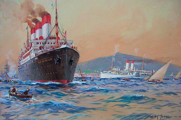 Der Dampfer Cap Trafalgar der Hamburg- - Willy Stöwer as art print or  hand painted oil.