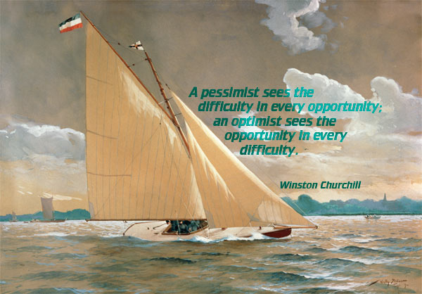 Die Segelyacht Henny III. des Malers mit Worten von Winston Churchill from Willy Stöwer