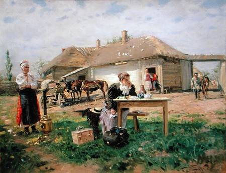 Arrival of a School Mistress in the Countryside from Wladimir Jegorowitsch Makowski