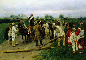 The wedding procession on the village from Wladimir Jegorowitsch Makowski