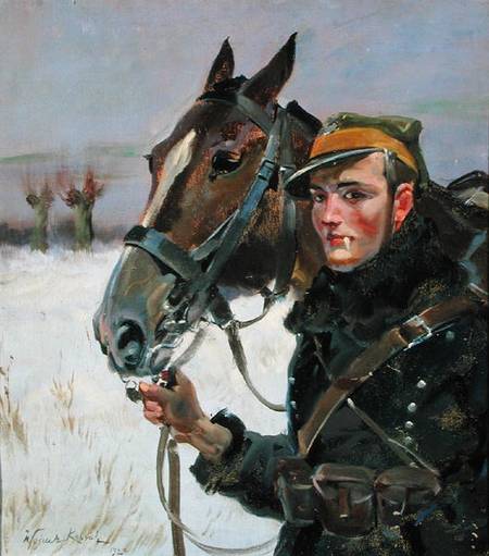 Soldier with a Horse from Wojciech Kossak