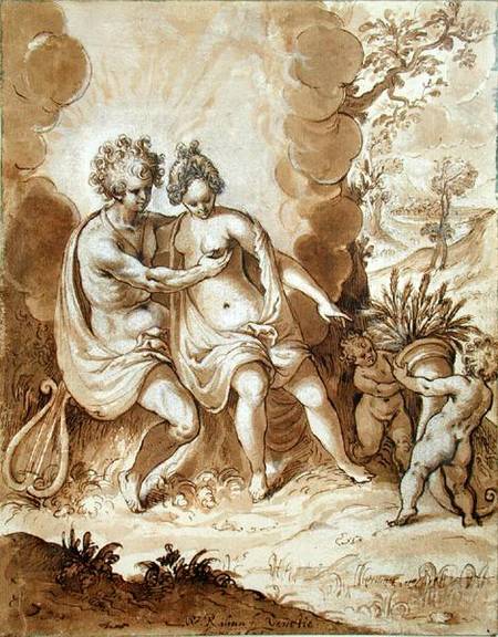 Apollo and Ceres, 1605 (pencil, w/c and white highlighting on from Wolfgang Kilian