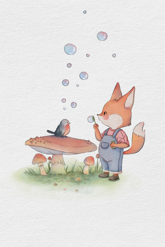 Fox and Bird Illustration from Xuan Thai