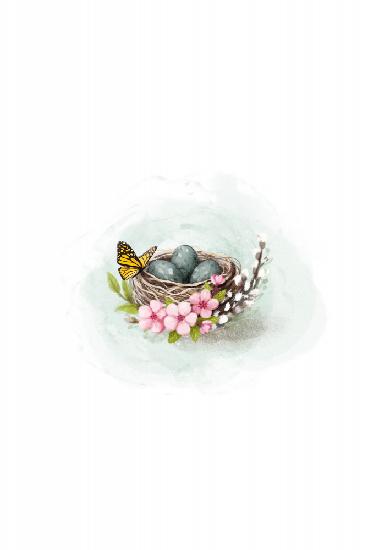 Bird nest and blossom