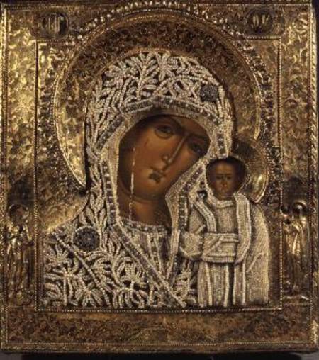 Detail of an icon showing the Virgin of Kazan from Yegor  Petrov