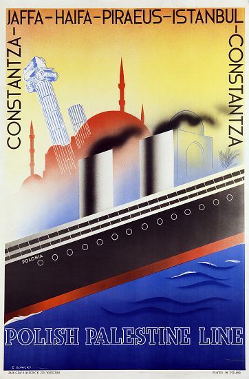 Poster advertising the Polish Palestine Line from Zygmunt Glinicki